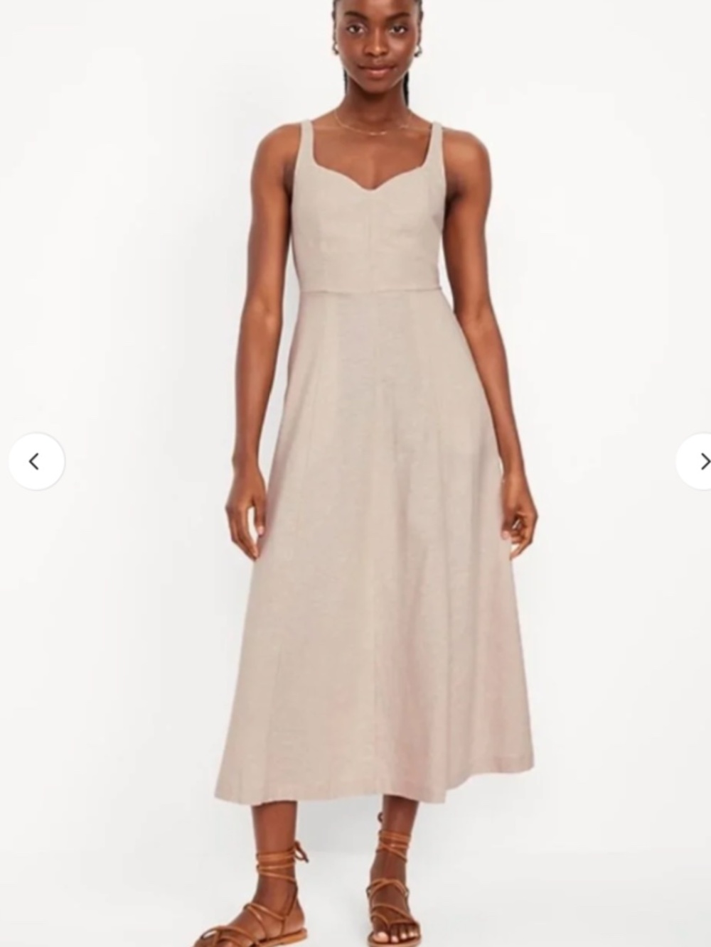 Old Navy SL Notch Neck Flax Linen Midi Dress Sz XLP AS IS small hole on seam